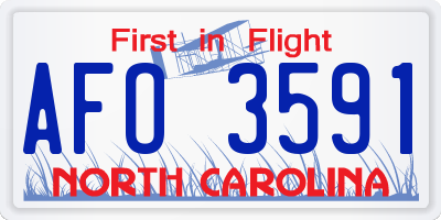 NC license plate AFO3591