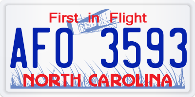 NC license plate AFO3593