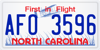 NC license plate AFO3596