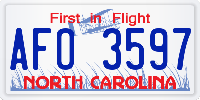 NC license plate AFO3597