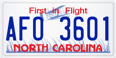 NC license plate AFO3601