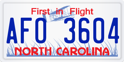NC license plate AFO3604