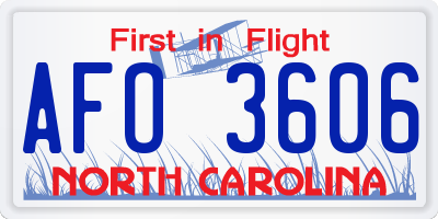 NC license plate AFO3606