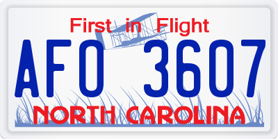 NC license plate AFO3607