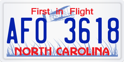 NC license plate AFO3618