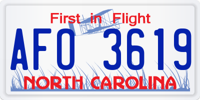 NC license plate AFO3619