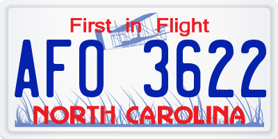 NC license plate AFO3622