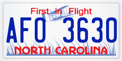 NC license plate AFO3630