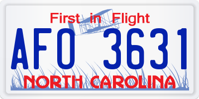 NC license plate AFO3631