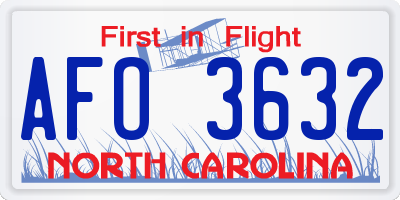NC license plate AFO3632