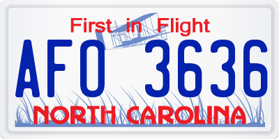 NC license plate AFO3636