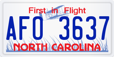 NC license plate AFO3637