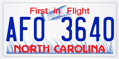 NC license plate AFO3640