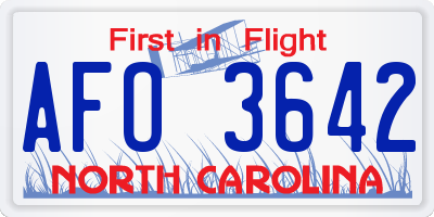 NC license plate AFO3642