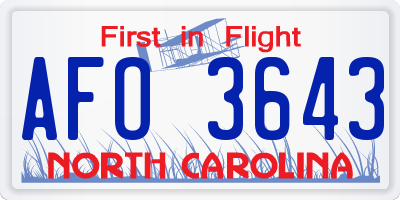 NC license plate AFO3643