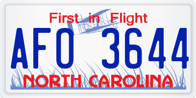 NC license plate AFO3644