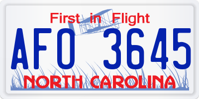 NC license plate AFO3645