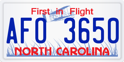 NC license plate AFO3650