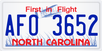 NC license plate AFO3652