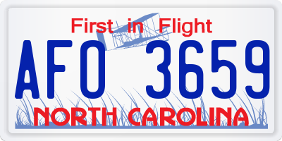NC license plate AFO3659