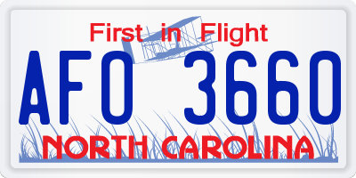 NC license plate AFO3660