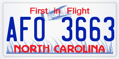 NC license plate AFO3663