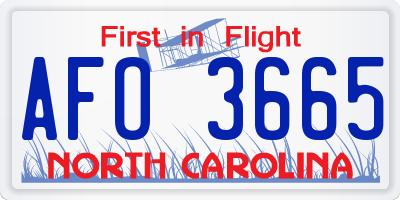 NC license plate AFO3665