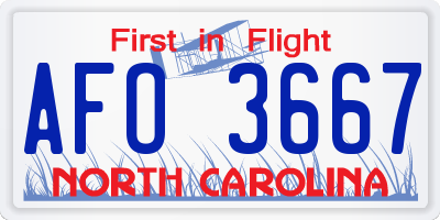 NC license plate AFO3667
