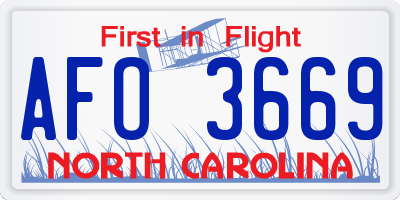 NC license plate AFO3669