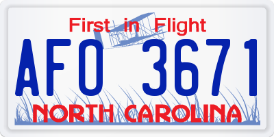 NC license plate AFO3671