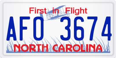 NC license plate AFO3674