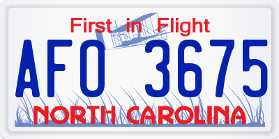 NC license plate AFO3675