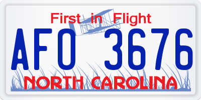 NC license plate AFO3676