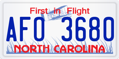 NC license plate AFO3680