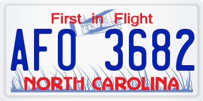 NC license plate AFO3682