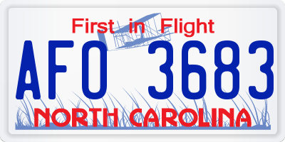 NC license plate AFO3683