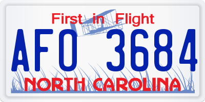 NC license plate AFO3684