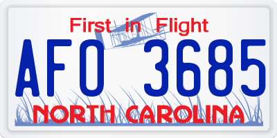 NC license plate AFO3685