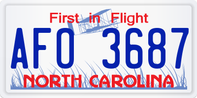 NC license plate AFO3687
