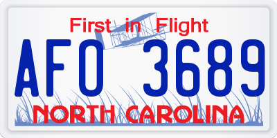 NC license plate AFO3689