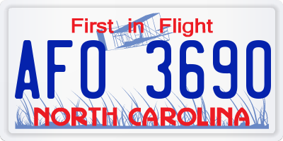 NC license plate AFO3690