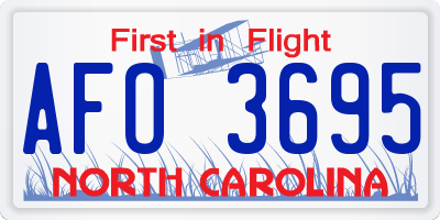 NC license plate AFO3695