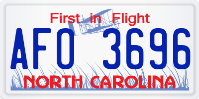 NC license plate AFO3696