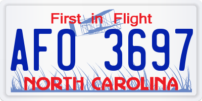 NC license plate AFO3697