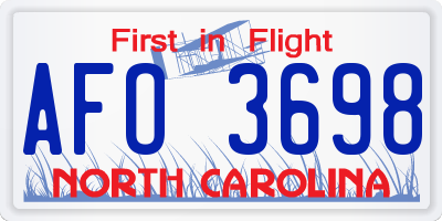 NC license plate AFO3698