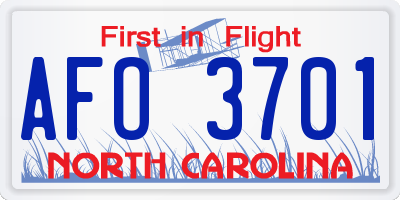 NC license plate AFO3701