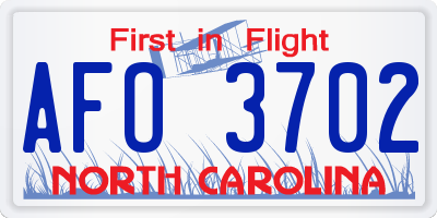 NC license plate AFO3702