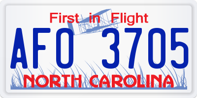 NC license plate AFO3705