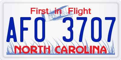 NC license plate AFO3707
