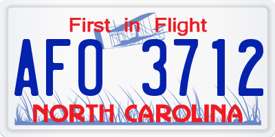 NC license plate AFO3712